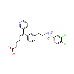 O=C(O)CCC/C=C(/c1cccnc1)c1cccc(CCNS(=O)(=O)c2ccc(Cl)c(Cl)c2)c1 ZINC000027758592