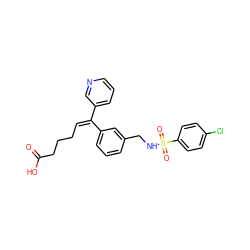 O=C(O)CCC/C=C(/c1cccnc1)c1cccc(CNS(=O)(=O)c2ccc(Cl)cc2)c1 ZINC000013733159