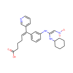 O=C(O)CCC/C=C(/c1cccnc1)c1cccc(N/C(=C/[N+](=O)[O-])NC2CCCCC2)c1 ZINC000100014516