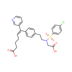 O=C(O)CCC/C=C(\c1ccc(CCN(CC(=O)O)S(=O)(=O)c2ccc(Cl)cc2)cc1)c1cccnc1 ZINC000027299134