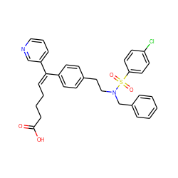 O=C(O)CCC/C=C(\c1ccc(CCN(Cc2ccccc2)S(=O)(=O)c2ccc(Cl)cc2)cc1)c1cccnc1 ZINC000027309277