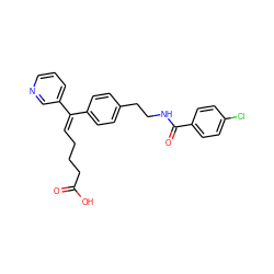 O=C(O)CCC/C=C(\c1ccc(CCNC(=O)c2ccc(Cl)cc2)cc1)c1cccnc1 ZINC000013733171