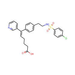 O=C(O)CCC/C=C(\c1ccc(CCNS(=O)(=O)c2ccc(Cl)cc2)cc1)c1cccnc1 ZINC000001538600