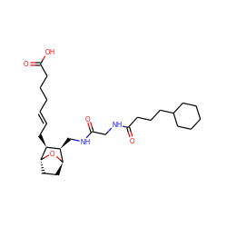 O=C(O)CCC/C=C/C[C@H]1[C@@H](CNC(=O)CNC(=O)CCCC2CCCCC2)[C@H]2CC[C@H]1O2 ZINC000195264714