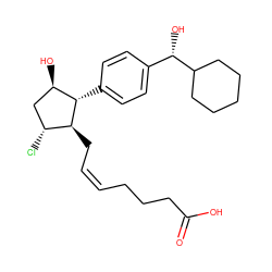 O=C(O)CCC/C=C\C[C@@H]1[C@@H](c2ccc([C@H](O)C3CCCCC3)cc2)[C@H](O)C[C@H]1Cl ZINC000137011177