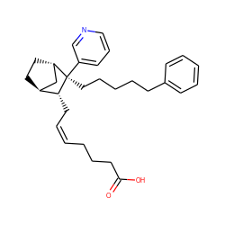 O=C(O)CCC/C=C\C[C@@H]1[C@H]2CC[C@@H](C2)[C@@]1(CCCCCc1ccccc1)c1cccnc1 ZINC000100021724