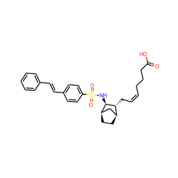 O=C(O)CCC/C=C\C[C@@H]1[C@H]2CC[C@H](C2)[C@H]1NS(=O)(=O)c1ccc(/C=C/c2ccccc2)cc1 ZINC000013521263