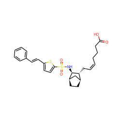 O=C(O)CCC/C=C\C[C@@H]1[C@H]2CC[C@H](C2)[C@H]1NS(=O)(=O)c1ccc(/C=C/c2ccccc2)s1 ZINC000013521269