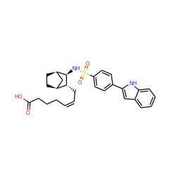 O=C(O)CCC/C=C\C[C@@H]1[C@H]2CC[C@H](C2)[C@H]1NS(=O)(=O)c1ccc(-c2cc3ccccc3[nH]2)cc1 ZINC000013521310