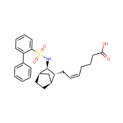 O=C(O)CCC/C=C\C[C@@H]1[C@H]2CC[C@H](C2)[C@H]1NS(=O)(=O)c1ccccc1-c1ccccc1 ZINC000013521234