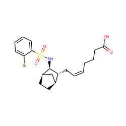 O=C(O)CCC/C=C\C[C@@H]1[C@H]2CC[C@H](C2)[C@H]1NS(=O)(=O)c1ccccc1Br ZINC000013521207