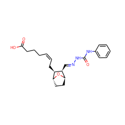 O=C(O)CCC/C=C\C[C@H]1[C@@H](/C=N/NC(=O)Nc2ccccc2)[C@H]2CC[C@H]1O2 ZINC000195287575