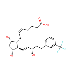 O=C(O)CCC/C=C\C[C@H]1[C@@H](O)C[C@@H](O)[C@@H]1/C=C/[C@@H](O)CCc1cccc(C(F)(F)F)c1 ZINC000029322759