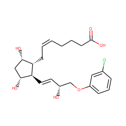 O=C(O)CCC/C=C\C[C@H]1[C@@H](O)C[C@@H](O)[C@@H]1/C=C/[C@@H](O)COc1cccc(Cl)c1 ZINC000004536236