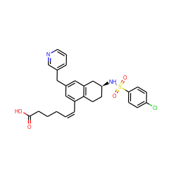 O=C(O)CCC/C=C\c1cc(Cc2cccnc2)cc2c1CC[C@H](NS(=O)(=O)c1ccc(Cl)cc1)C2 ZINC000028771218