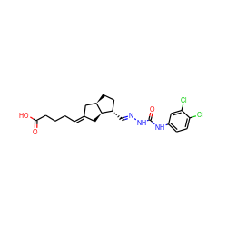 O=C(O)CCC/C=C1/C[C@@H]2[C@@H](/C=N/NC(=O)Nc3ccc(Cl)c(Cl)c3)CC[C@@H]2C1 ZINC000026173256