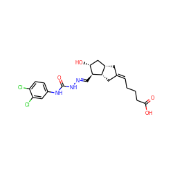 O=C(O)CCC/C=C1/C[C@H]2C[C@@H](O)[C@H](/C=N/NC(=O)Nc3ccc(Cl)c(Cl)c3)[C@H]2C1 ZINC000026167031