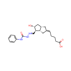 O=C(O)CCC/C=C1/C[C@H]2C[C@@H](O)[C@H](/C=N/NC(=O)Nc3ccccc3)[C@H]2C1 ZINC000026173086