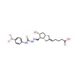 O=C(O)CCC/C=C1\C[C@H]2C[C@@H](O)[C@H](/C=N/NC(=O)Nc3ccc([N+](=O)[O-])cc3)[C@H]2C1 ZINC000026165174