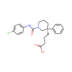 O=C(O)CCC[C@@]1(c2ccccc2)CCCN(C(=O)Nc2ccc(Cl)cc2)C1 ZINC000049013743