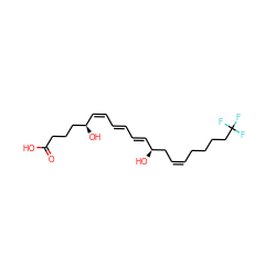 O=C(O)CCC[C@H](O)/C=C\C=C\C=C\[C@H](O)C/C=C\CCCCC(F)(F)F ZINC000012496555