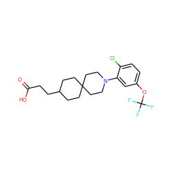 O=C(O)CCC1CCC2(CC1)CCN(c1cc(OC(F)(F)F)ccc1Cl)CC2 ZINC000209047431