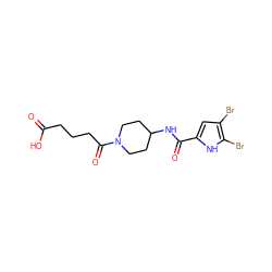 O=C(O)CCCC(=O)N1CCC(NC(=O)c2cc(Br)c(Br)[nH]2)CC1 ZINC001772578114