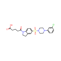 O=C(O)CCCC(=O)N1CCc2cc(S(=O)(=O)N3CCN(c4cccc(Cl)c4)CC3)ccc21 ZINC000118529790