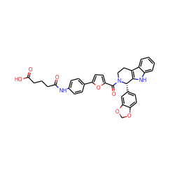 O=C(O)CCCC(=O)Nc1ccc(-c2ccc(C(=O)N3CCc4c([nH]c5ccccc45)[C@@H]3c3ccc4c(c3)OCO4)o2)cc1 ZINC000027861760