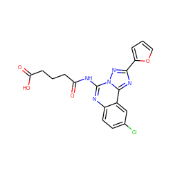 O=C(O)CCCC(=O)Nc1nc2ccc(Cl)cc2c2nc(-c3ccco3)nn12 ZINC000013672457