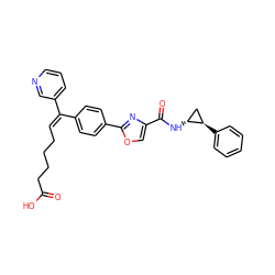 O=C(O)CCCC/C=C(\c1ccc(-c2nc(C(=O)N[C@@H]3C[C@H]3c3ccccc3)co2)cc1)c1cccnc1 ZINC000027563938