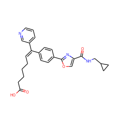 O=C(O)CCCC/C=C(\c1ccc(-c2nc(C(=O)NCC3CC3)co2)cc1)c1cccnc1 ZINC000013782515