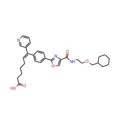 O=C(O)CCCC/C=C(\c1ccc(-c2nc(C(=O)NCCOCC3CCCCC3)co2)cc1)c1cccnc1 ZINC000013782521