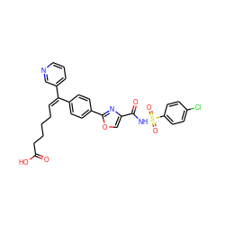 O=C(O)CCCC/C=C(\c1ccc(-c2nc(C(=O)NS(=O)(=O)c3ccc(Cl)cc3)co2)cc1)c1cccnc1 ZINC000027563004