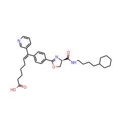 O=C(O)CCCC/C=C(\c1ccc(C2=N[C@@H](C(=O)NCCCCC3CCCCC3)CO2)cc1)c1cccnc1 ZINC000029561517