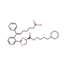 O=C(O)CCCC/C=C(\c1cccnc1)c1ccccc1C1=N[C@@H](C(=O)NCCCCC2CCCCC2)CO1 ZINC000029563068