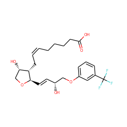 O=C(O)CCCC/C=C\C[C@H]1[C@@H](O)CO[C@@H]1/C=C/[C@@H](O)COc1cccc(C(F)(F)F)c1 ZINC000028373039