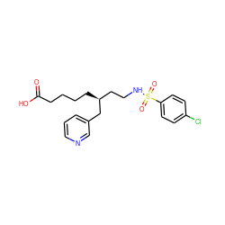 O=C(O)CCCC[C@@H](CCNS(=O)(=O)c1ccc(Cl)cc1)Cc1cccnc1 ZINC000013730308