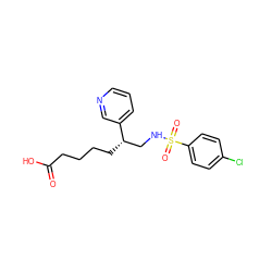 O=C(O)CCCC[C@@H](CNS(=O)(=O)c1ccc(Cl)cc1)c1cccnc1 ZINC000013730274