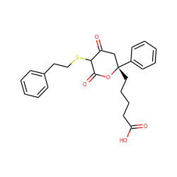 O=C(O)CCCC[C@]1(c2ccccc2)CC(=O)C(SCCc2ccccc2)C(=O)O1 ZINC000100898655