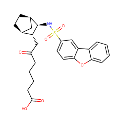 O=C(O)CCCCC(=O)C[C@@H]1[C@H]2CC[C@H](C2)[C@H]1NS(=O)(=O)c1ccc2oc3ccccc3c2c1 ZINC000013521339