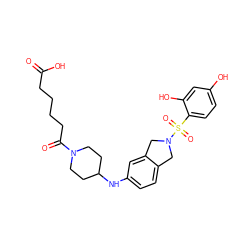 O=C(O)CCCCC(=O)N1CCC(Nc2ccc3c(c2)CN(S(=O)(=O)c2ccc(O)cc2O)C3)CC1 ZINC001772583290