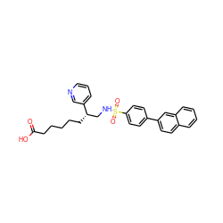 O=C(O)CCCCC[C@@H](CNS(=O)(=O)c1ccc(-c2ccc3ccccc3c2)cc1)c1cccnc1 ZINC000027436298