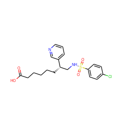 O=C(O)CCCCC[C@@H](CNS(=O)(=O)c1ccc(Cl)cc1)c1cccnc1 ZINC000013730215