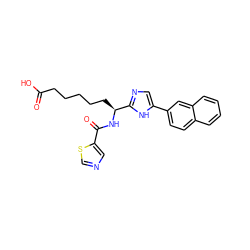 O=C(O)CCCCC[C@H](NC(=O)c1cncs1)c1ncc(-c2ccc3ccccc3c2)[nH]1 ZINC000040878816