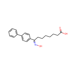 O=C(O)CCCCCC/C(=N\O)c1ccc(-c2ccccc2)cc1 ZINC000013474414