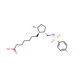 O=C(O)CCCCCC[C@@H]1[C@@H](CNS(=O)(=O)c2ccc(F)cc2)CC[C@H]1F ZINC000028229453