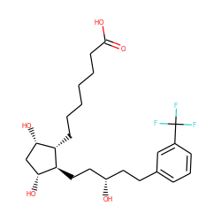 O=C(O)CCCCCC[C@H]1[C@@H](O)C[C@@H](O)[C@@H]1CC[C@@H](O)CCc1cccc(C(F)(F)F)c1 ZINC000029327528