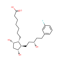 O=C(O)CCCCCC[C@H]1[C@@H](O)C[C@@H](O)[C@@H]1CC[C@@H](O)CCc1cccc(F)c1 ZINC000029324759