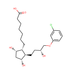 O=C(O)CCCCCC[C@H]1[C@@H](O)C[C@@H](O)[C@@H]1CC[C@@H](O)COc1cccc(Cl)c1 ZINC000013805696